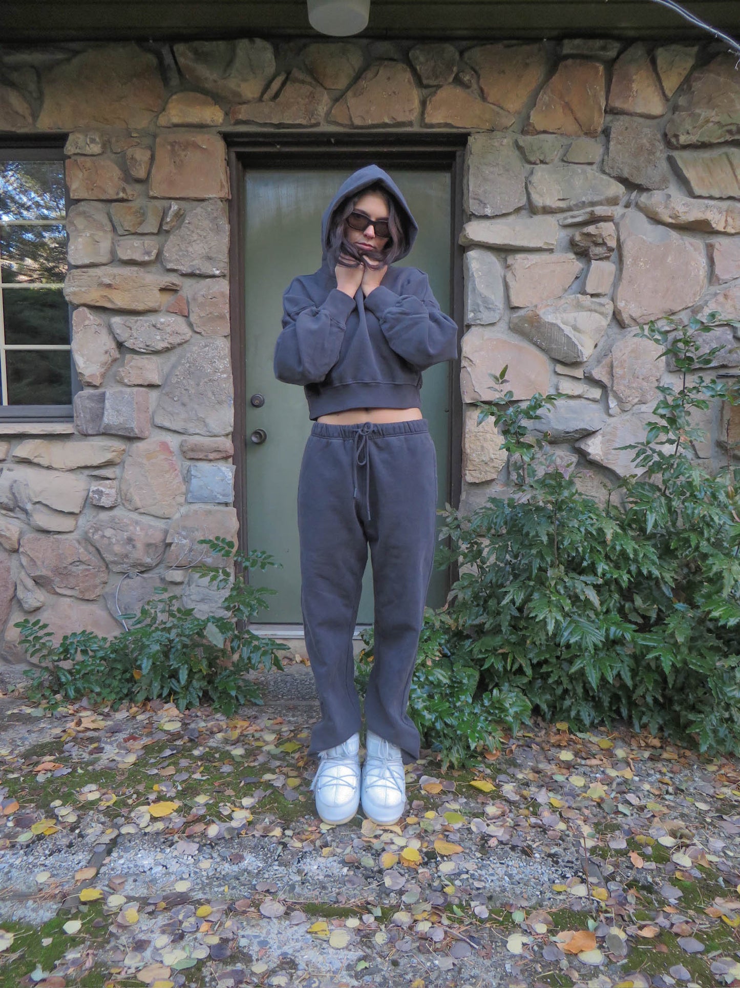 gray sweat set hoodie