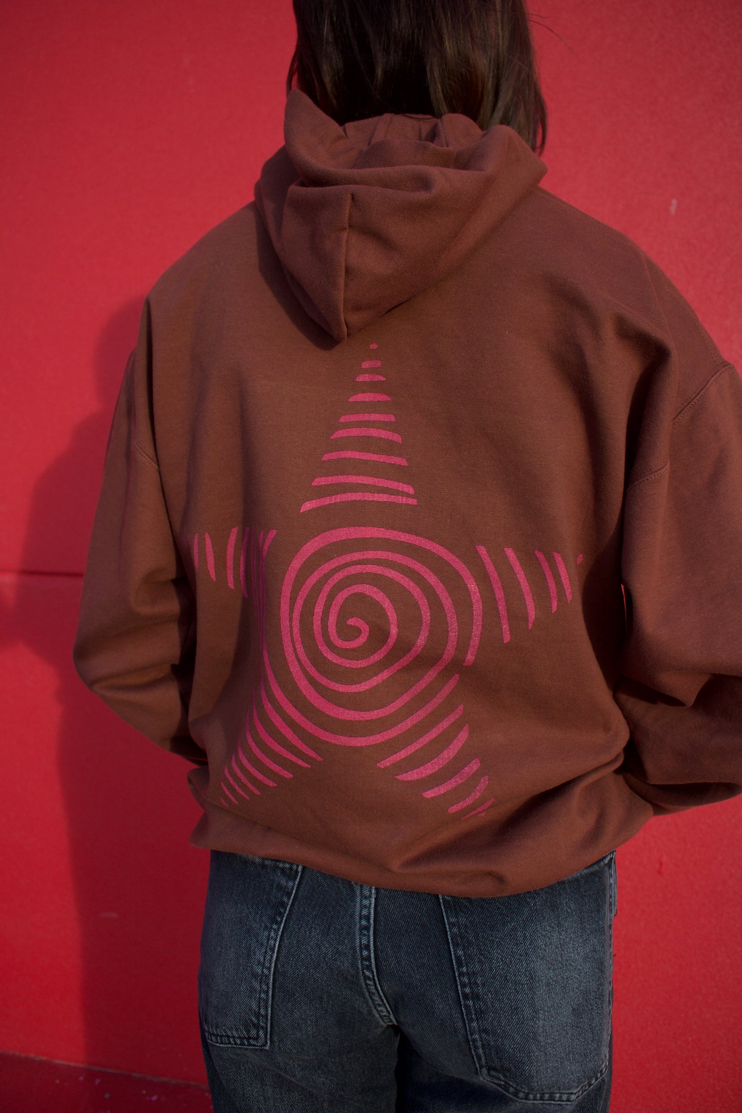 Brown/pink spiral star hoodie