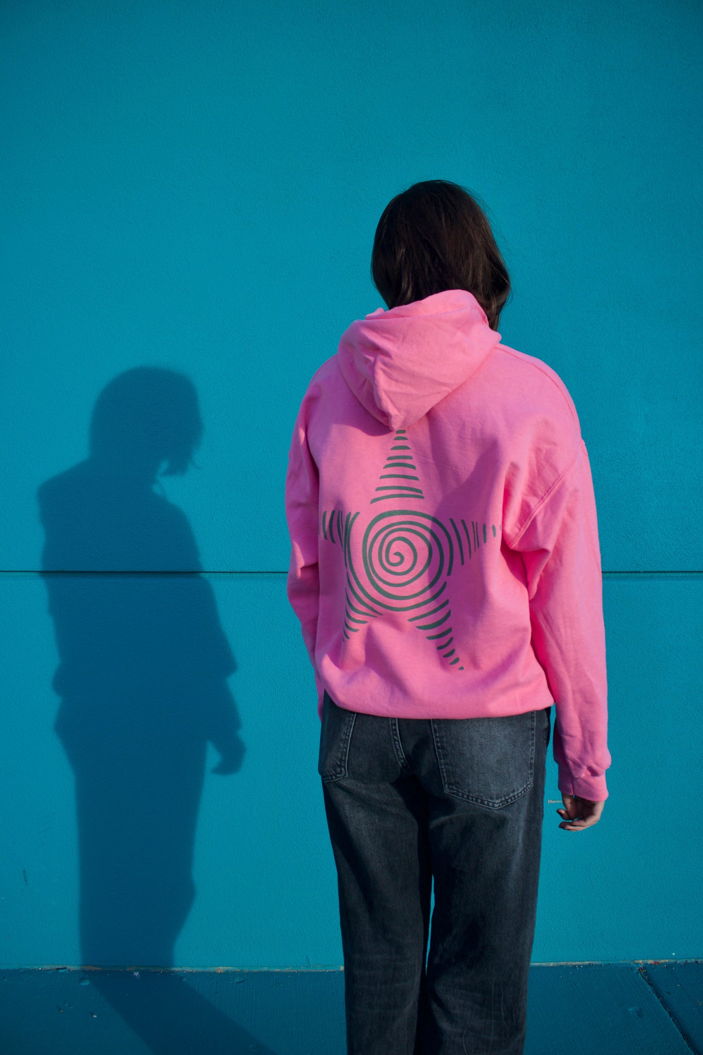 Pink/green spiral star hoodie