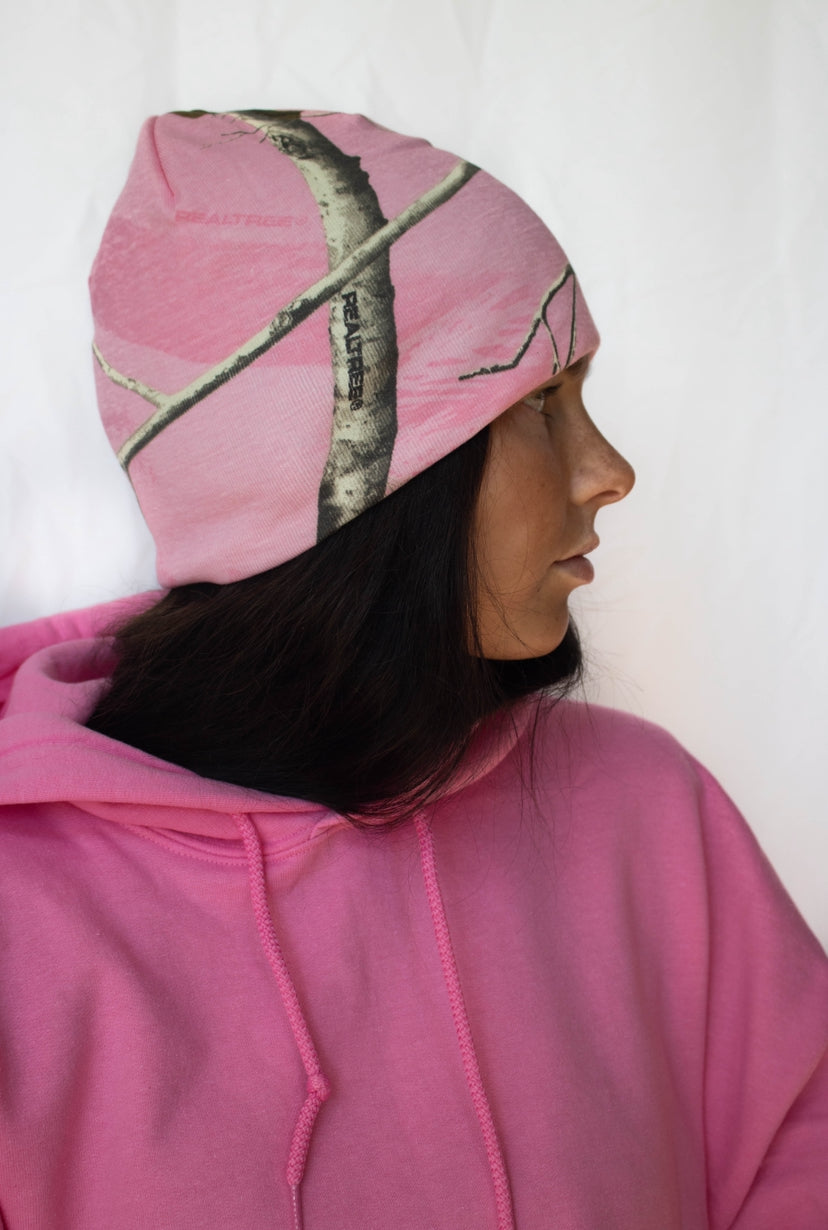 Pink camo beanie