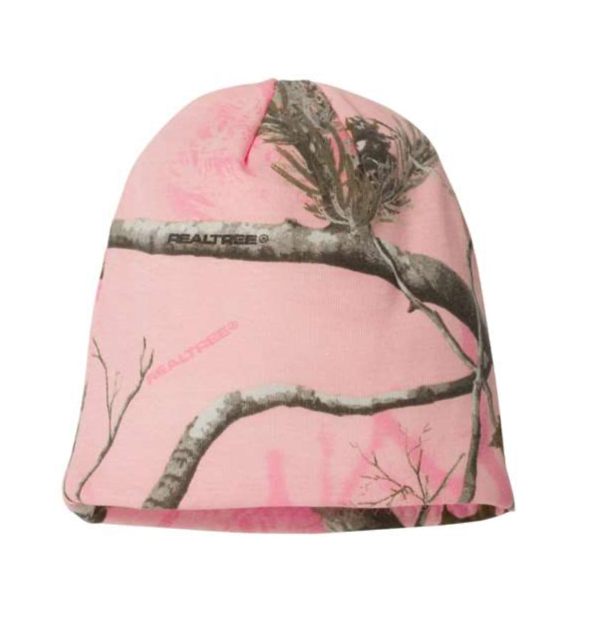 Pink camo beanie