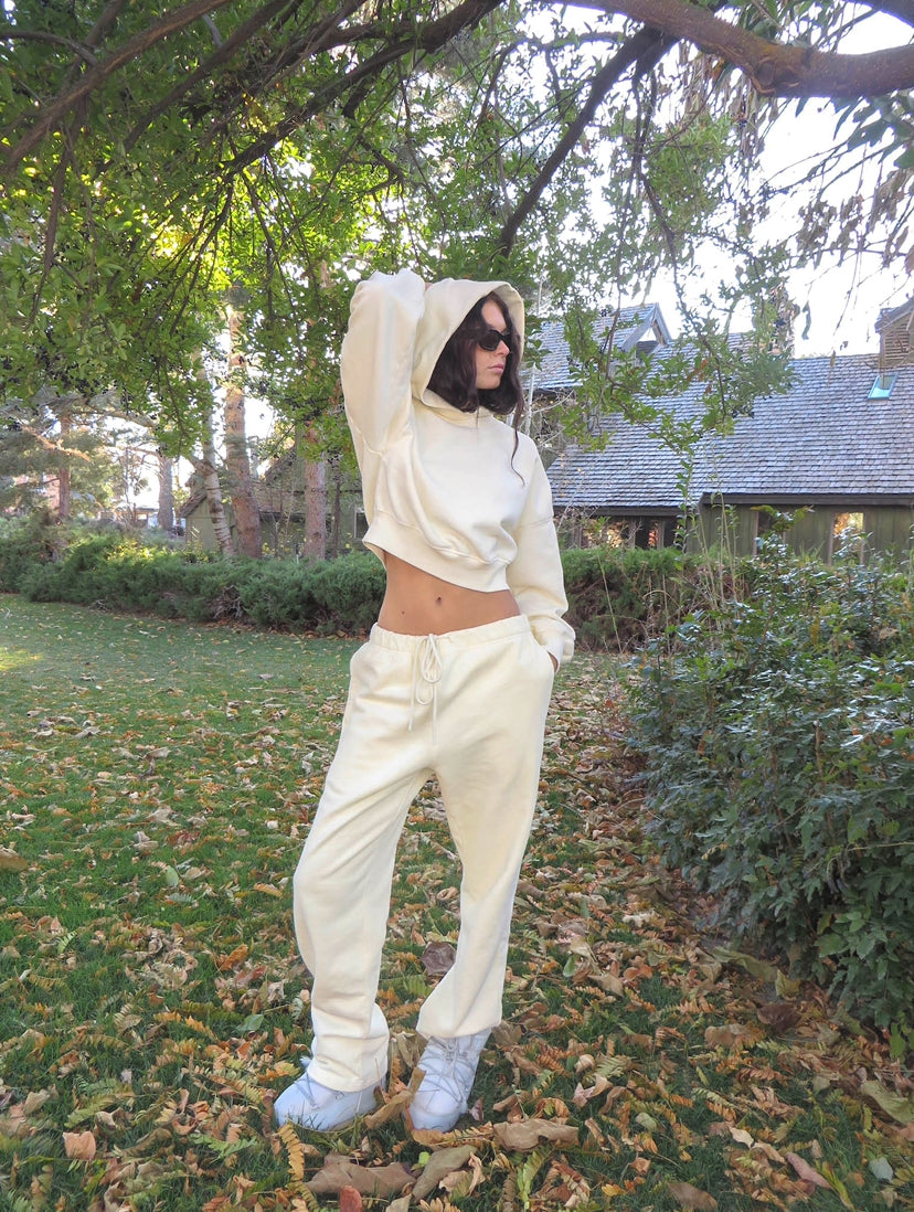 butter yellow sweat set hoodie