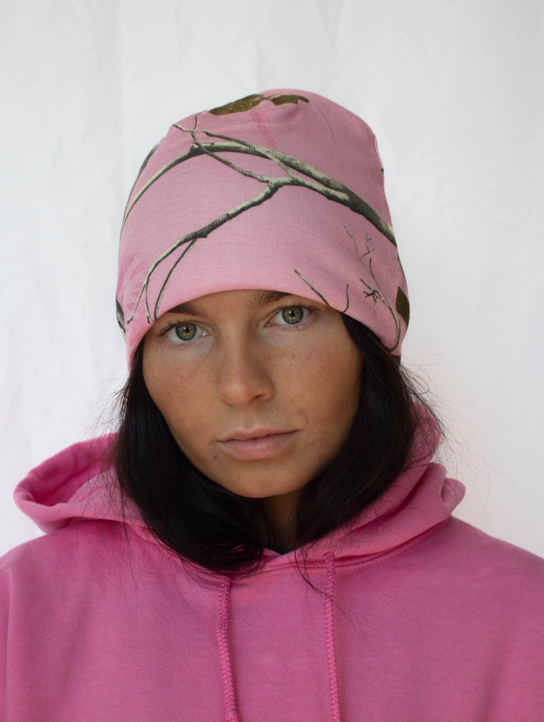 Pink camo beanie